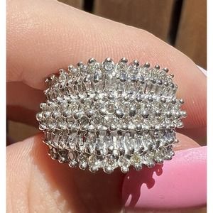 Vintage 10k Solid Gold Band Clyde Duneier 1 ctw Diamonds cluester Cocktail Ring